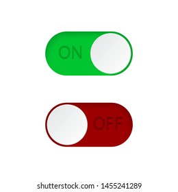 Set of On and Off toggle switch buttons.Green and red switch buttons set on isolated background.Toggle slide for mobile app, social media. vector eps10