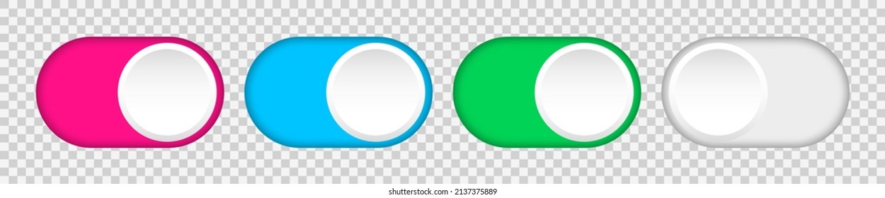 Set Of On And Off Toggle Switch Buttons In Vector Format