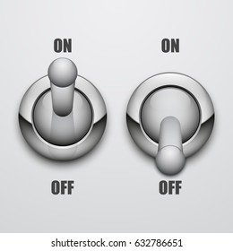 Set of on and off toggle switches, vector illustration