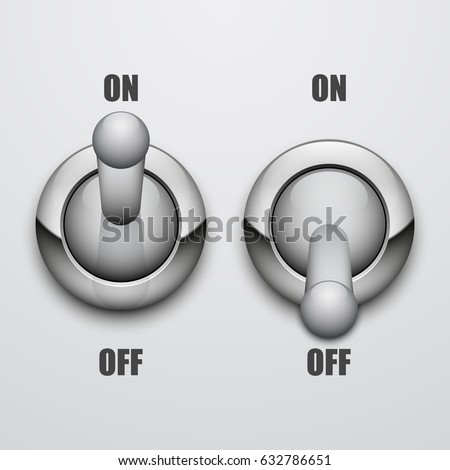 Set of on and off toggle switches, vector illustration