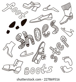 Set on the shoe theme. Outline without color fill.