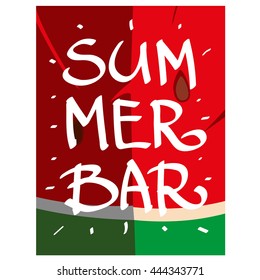 Set on a summer theme card. Watermelon flyer. 