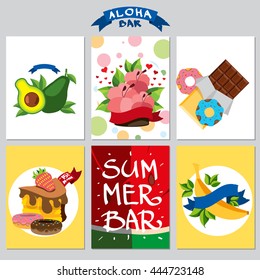 Set on a summer theme card. Beach holidays, resorts, vacation flyer. Ready to Print.