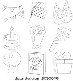Se trata del tema del feriado. Dibujar ilustración en blanco y negro