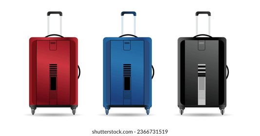 set on travel bags in white isolated  