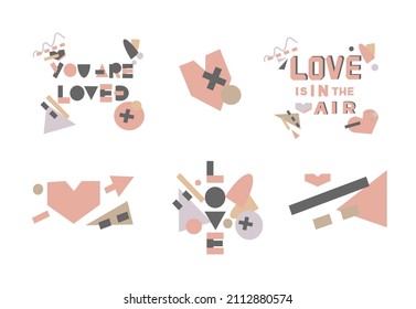 Set on Valentine's Day with hearts. You are loved. Modern background. Romantic Poster. T-shirt print. Motivational quote. Modern calligraphy. 