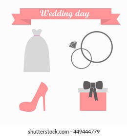 The set on a wedding theme in pastel shades