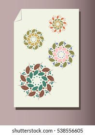 Set on white sheet of paper. Template. Mock up. Wreaths of leaves. Vector. Illustration.