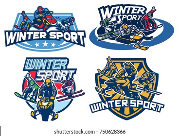 set on winter games badge design