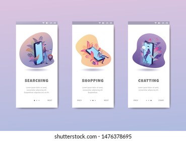 set onboarding screens user interface kit template