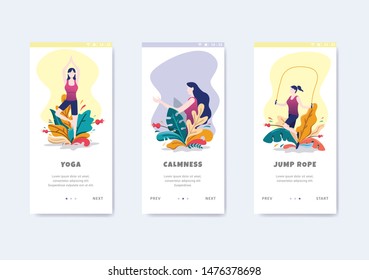 set onboarding screens user interface kit template