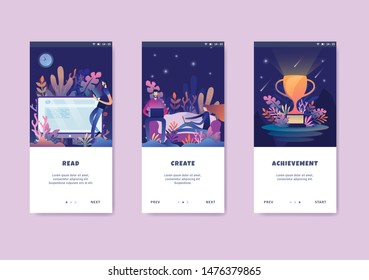 set onboarding screens user interface kit template