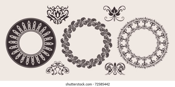 Set Of One Color Circle Lace Border Ornaments.