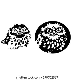 Set of one color vector images of smart owls.