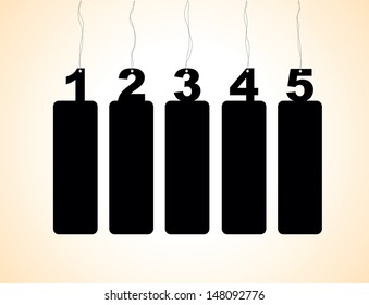 a set of one to five number tag labels