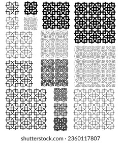 Set of one geometric ornament with patterns of different designs