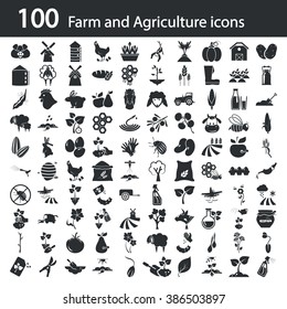 Set of one hundred agriculture icons 