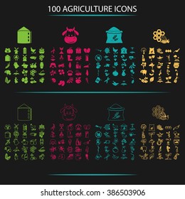 Set Of One Hundred Agriculture Icons 