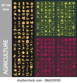 Set of one hundred agriculture icons 