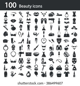 Set of one hundred beauty icons