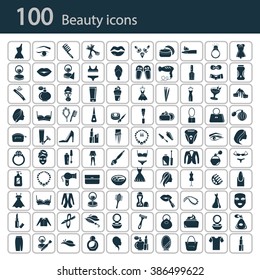 Set of one hundred beauty icons