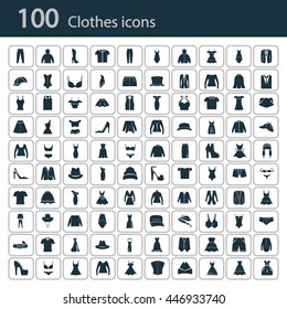 Set of one hundred clothes icon