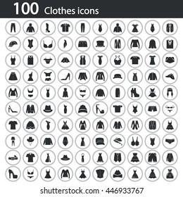 Set of one hundred clothes icon