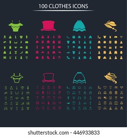 Set of one hundred clothes icon