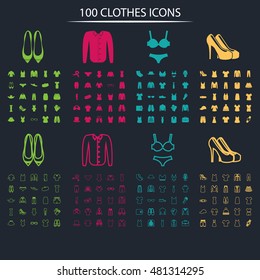 Set of one hundred clothes icons