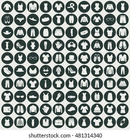 Set of one hundred clothes icons