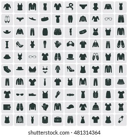 Set of one hundred clothes icons