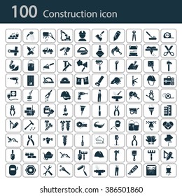 Set of one hundred construction icons 