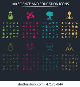 Set of one hundred education and science icon
