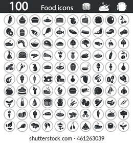 Juego de cien iconos de comida