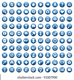 Set of one hundred icons for website interface, business designs, finance, security and leisure. Vector illustration.