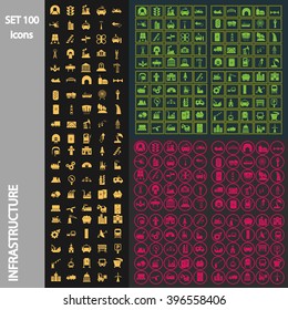Set of one hundred industry and infrastructure icons