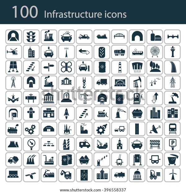 Set of\
one hundred industry and infrastructure\
icons