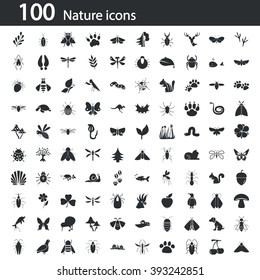 Set of one hundred nature icons 