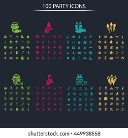 Set of one hundred party icons