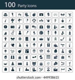 Set of one hundred party icons