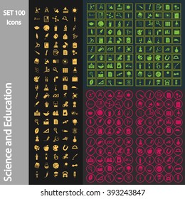 Set of one hundred science and education icons