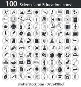 Set of one hundred science and education icons