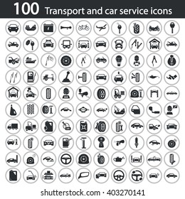 Set of one hundred transport and car service icons