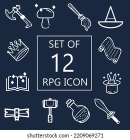 Set of one line RPG icons.