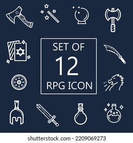 Set of one line RPG icons.