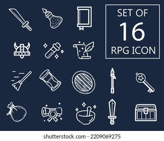 Set of one line RPG icons.