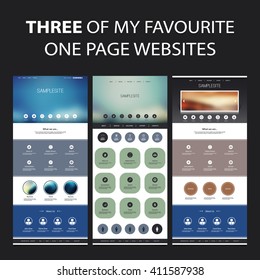 Set of One Page Website Design Templates for Your Business with Abstract Blurred Header Design Concept
