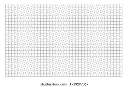 Set of one thousand pieces. Puzzle with different types of details and the ability to move each part. Black and white vector illustration isolated on white background.