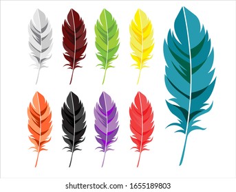 set of one vector feather , in nine color