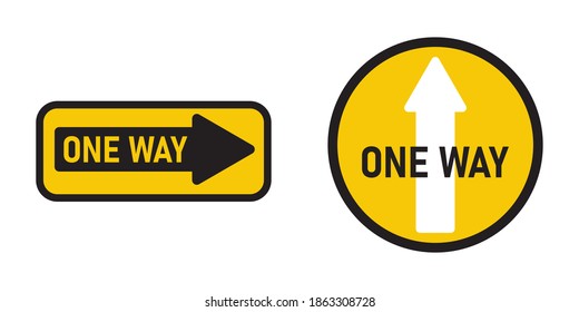 Set of one way sign, Vector illustrations isolated.